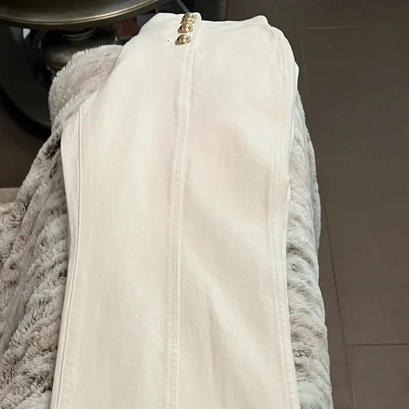 ๐ โ๏ธ Michael Kors Sailor High Rise Flared Leg Jeans with gold hardware Buttons - Picture 10 of 17